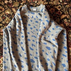 Clare V Blue and Gray Spotted Crewneck Sweater